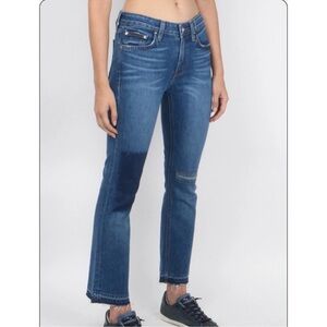 Derek Lam 10 Crosby -Sz 29 BLUE GIA MID-RISE CROPPED FLARE DENIM JEANS PATCHWORK